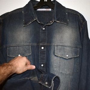 Denim Blue Jean Shirt Jacket Pearl Snaps